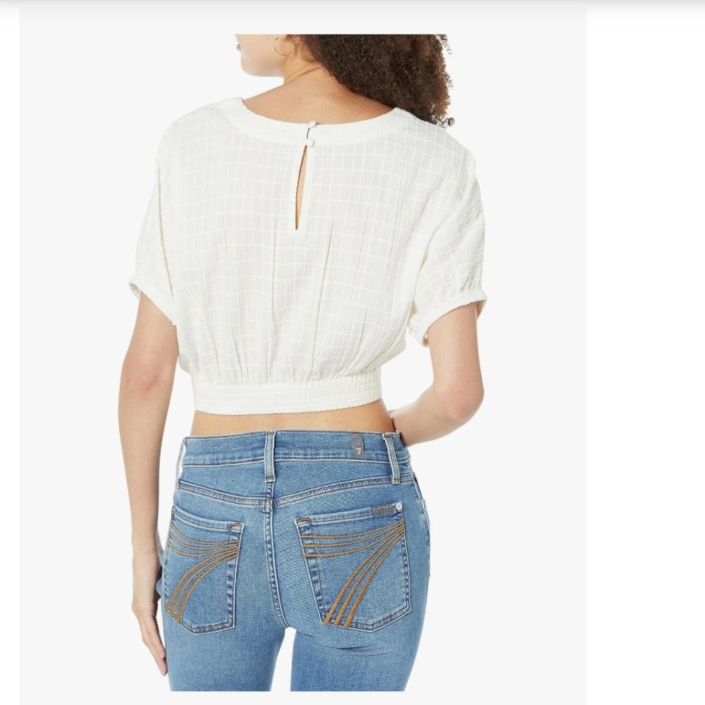 Faherty  Cala Windowpane top XS Color tan Egret  SKU 9904850 NWT